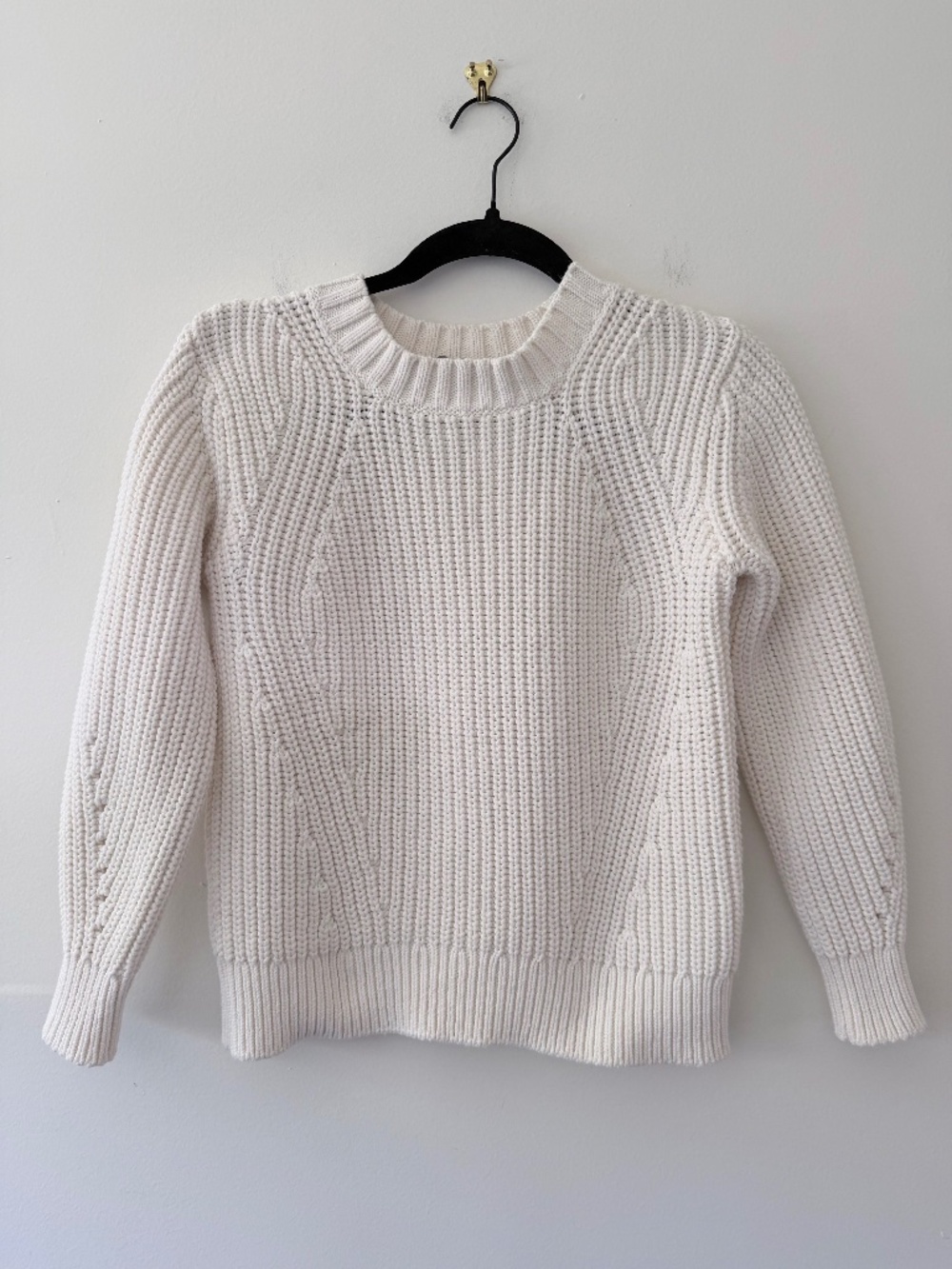 Everlane The Texture Off White Crew Neck Sweater Preppy Old Money Academia